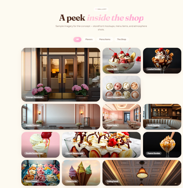 Ice cream shop website concept — Photo Gallery