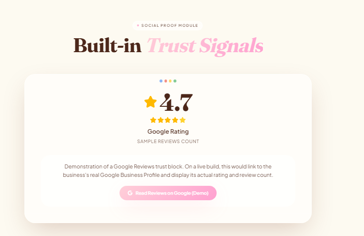 Ice cream shop website concept — Trust Signals