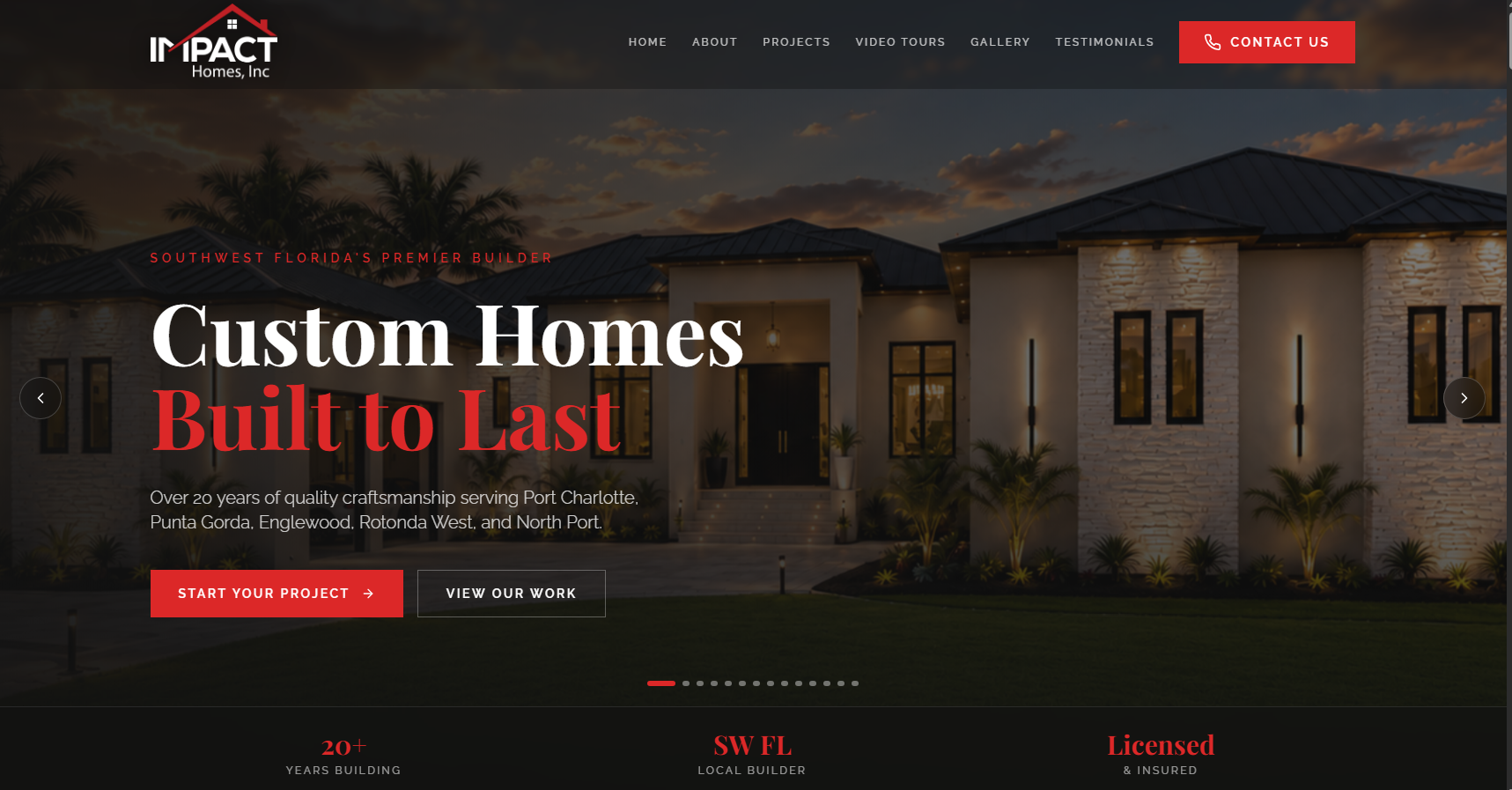 Impact Homes — custom home builder website built by Next Level Sites