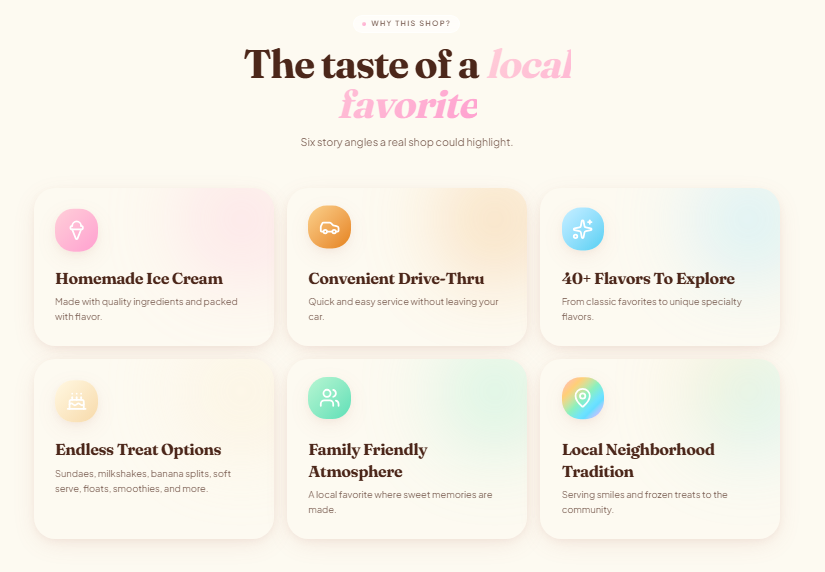 Ice cream shop website concept — Why Choose