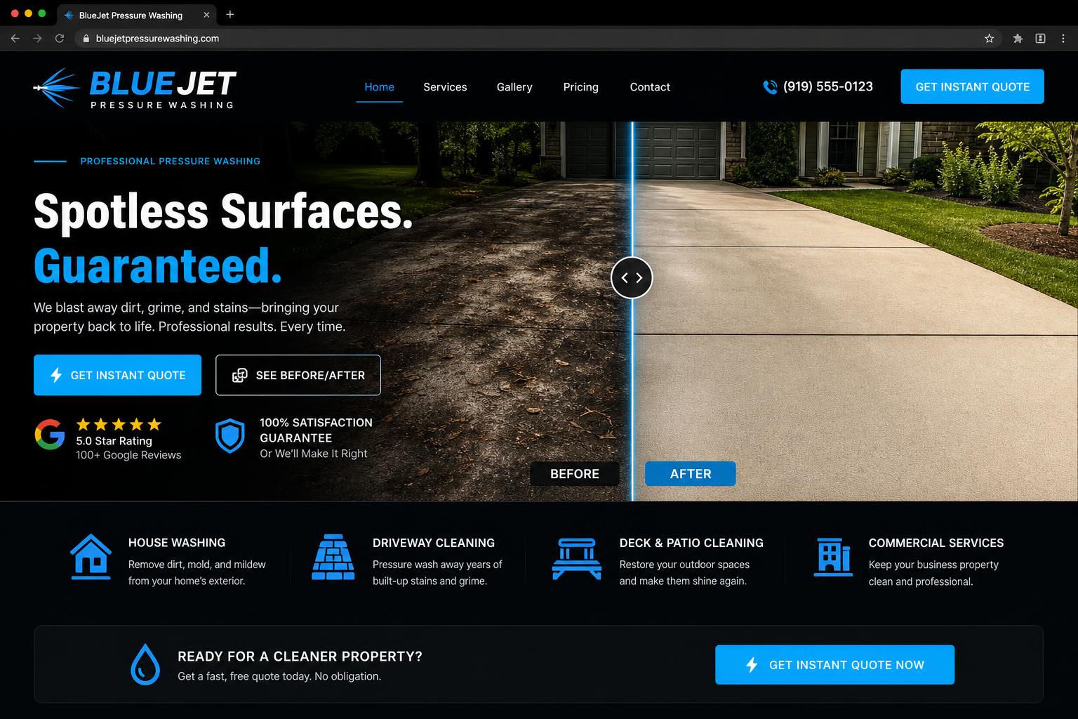 BlueJet Pressure Wash — Demo Project by Next Level Sites